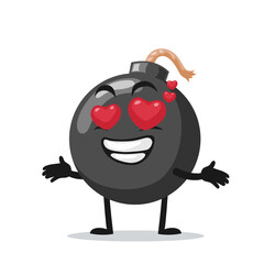 vector illustration of bomb character of mascot with love eye