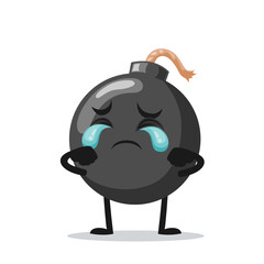 vector illustration of bomb character of mascot crying