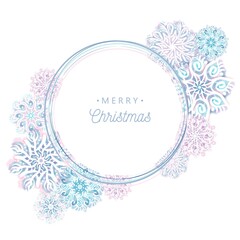 Round snow frame with empty space for your text