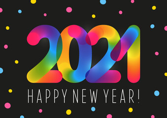New Year concept with color 2021 numbers on dark background for Your holiday design