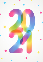 New Year concept with color 2021 numbers - vertical greeting card for Your holiday design