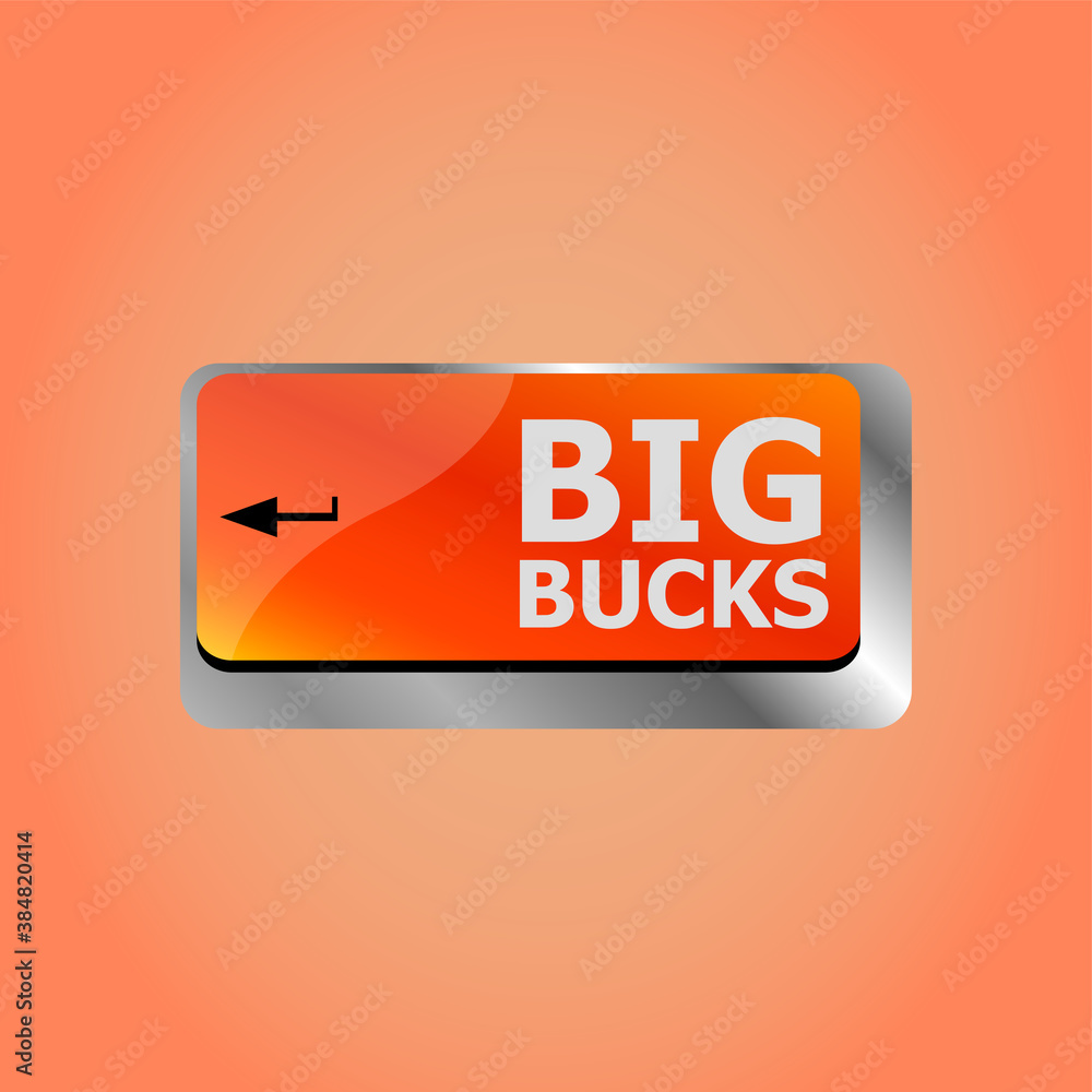 Poster big bucks text on computer keyboard key button