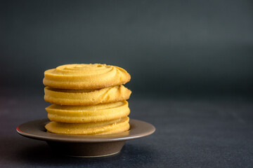Stack of cookies on plate