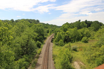 Fototapeta na wymiar train tracks in valley