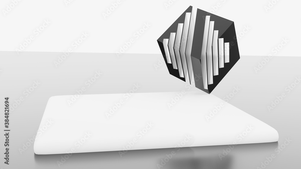 Poster 3d rendering mockup platform white abstract