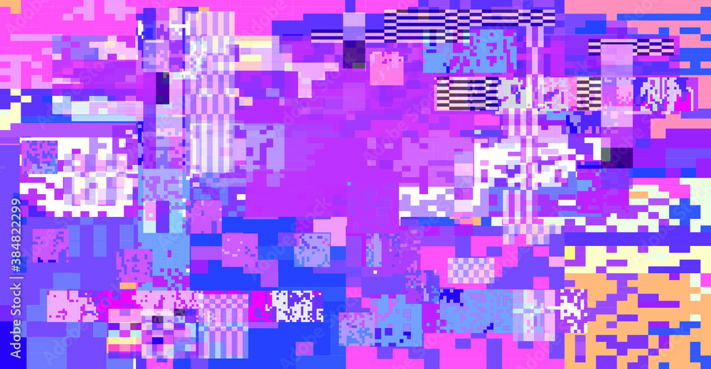 Poster glitch datamoshing camera effect. retro vhs background like in old video tape rewind or no signal tv