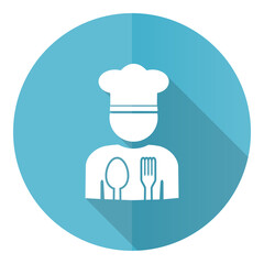 Chef, restaurant concept blue vector icon, flat design illustration in eps 10