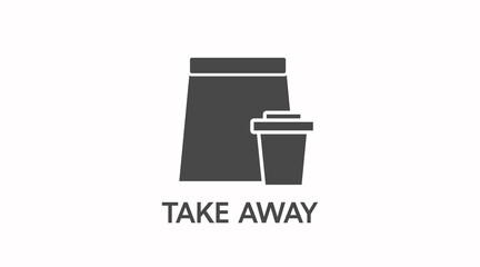 Vector Isolated Black and White Take Away Coffee Icon or Sign