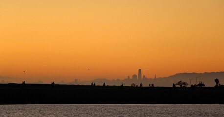 sunset city silhouette 