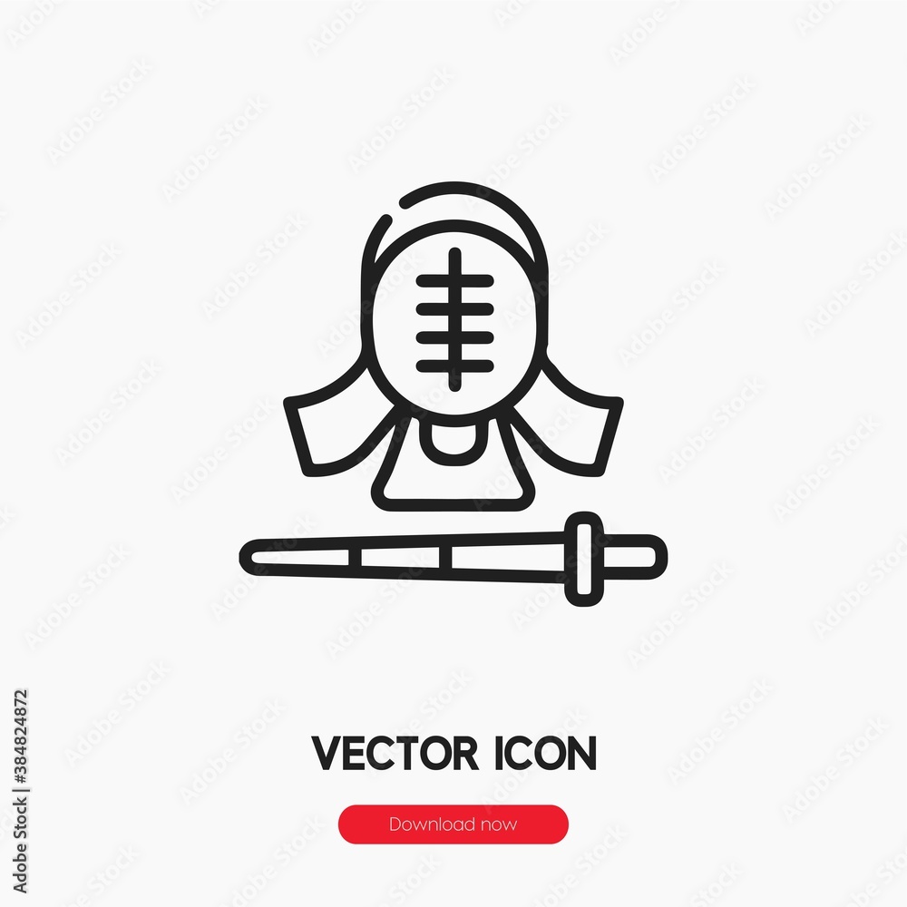 Poster kendo icon vector. linear style sign for mobile concept and web design. kendo symbol illustration. p