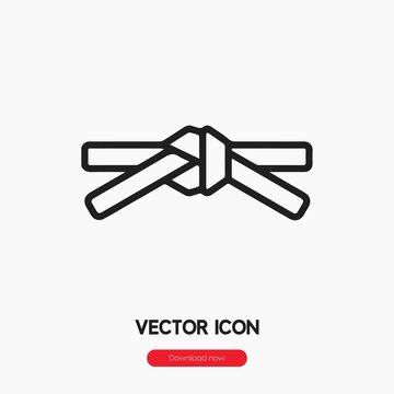 karate belt icon vector. Linear style sign for mobile concept and web design. karate belt symbol illustration. Pixel vector graphics - Vector.