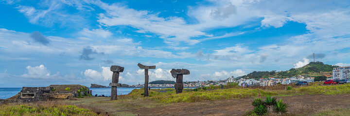 Panorama view of Milicias Beach, Sao Roque, Sao Miguel Island, Azores, Portugal