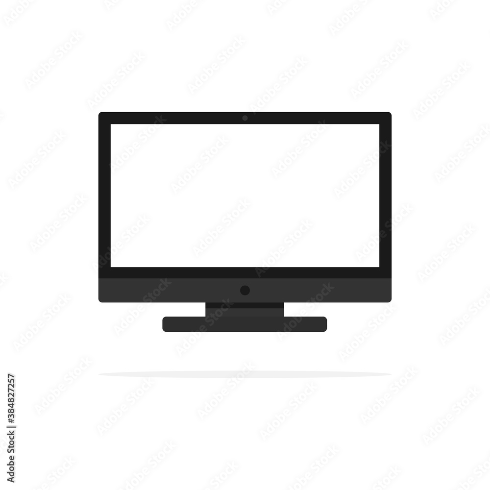 Poster Monitor PC icon. Computer realistic display vector illustration. Empty white screen computer in flat style.