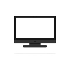 Monitor PC icon. Computer realistic display vector illustration. Empty white screen computer in flat style.
