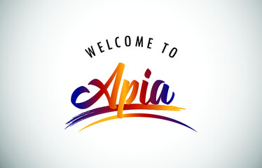 Apia Welcome To Message in Beautiful Colored Modern Gradients Vector Illustration.