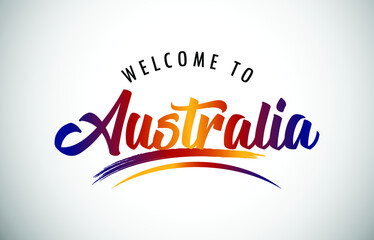 Australia Welcome To Message in Beautiful Colored Modern Gradients Vector Illustration.