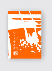 White ink brush stroke on orange background. Japanese style.