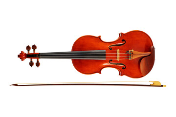 Violin and archet isolated on a white background