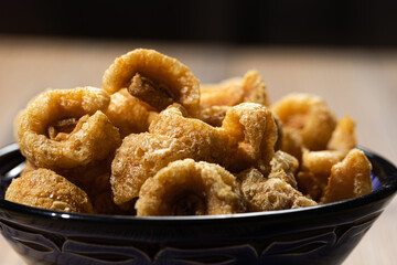 Fried/crackling pork belly Torresmo.