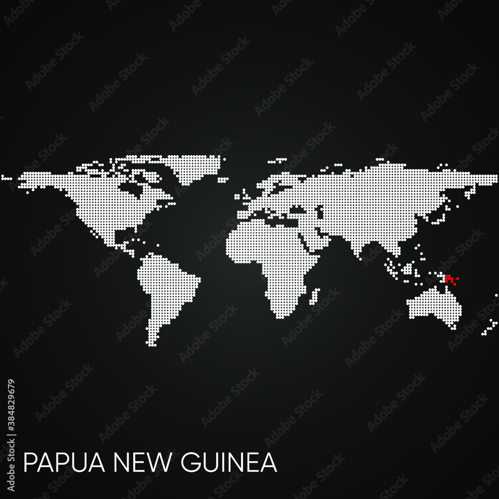 Wall mural dotted world map with marked papua new guinea