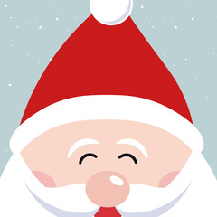 Santa claus cute cartoon merry christmas greetings snowy background