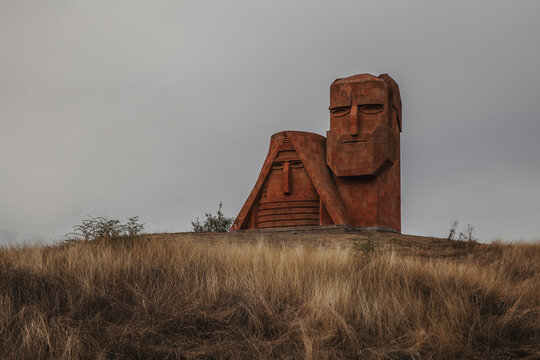 The Sculpture "We Are Our Mountains". Tatik and Papik. Stepanakert. Republic of Artsakh