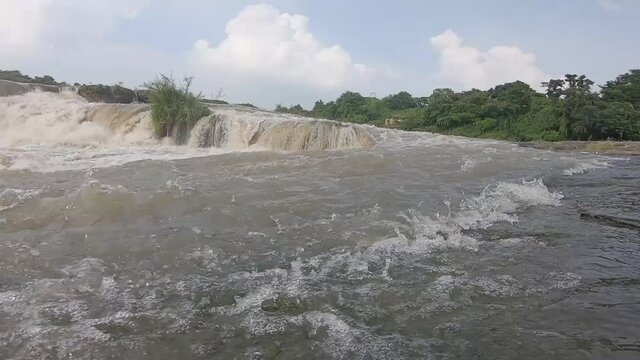 Water flowing from water fall at Bhatinda water falls in Dhanbbad, Jharkhand in India.