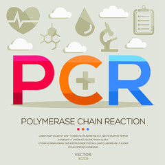 PCR mean (polymerase chain reaction) medical acronyms ,letters and icons ,Vector illustration. 