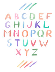 Colorful Watercolor Alphabet hand draw abc Letters