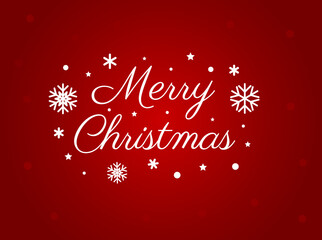 Naklejka na ściany i meble Merry Christmas red greeting card with snowflakes and stars.