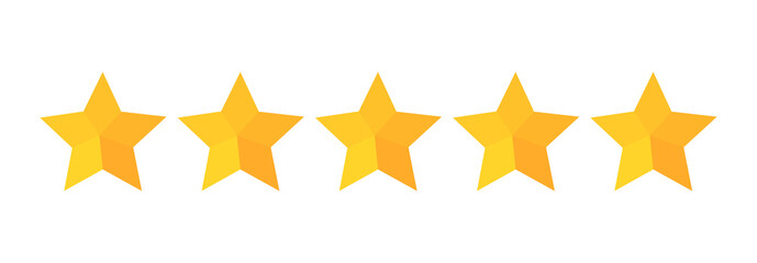 Five stars quality rating icon.