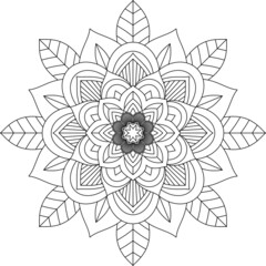 Easy Mandala coloring book simple and basic for beginners, seniors and children. Set of Mehndi flower pattern for Henna drawing and tattoo. Decoration in ethnic oriental, Indian style.