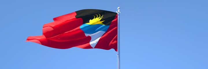 3D rendering of the national flag of Barbuda waving in the wind