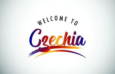 Czechia Welcome To Message in Beautiful Colored Modern Gradients Vector Illustration.