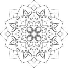 Easy Mandala coloring book simple and basic for beginners, seniors and children. Set of Mehndi flower pattern for Henna drawing and tattoo. Decoration in ethnic oriental, Indian style.