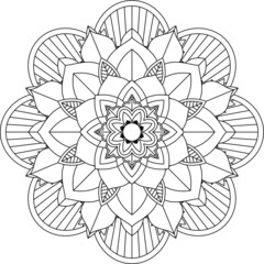 Easy Mandala coloring book simple and basic for beginners, seniors and children. Set of Mehndi flower pattern for Henna drawing and tattoo. Decoration in ethnic oriental, Indian style.