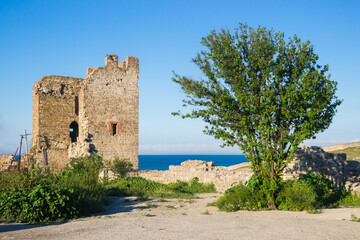 The tower of Crisco in the Genoese fortress in Feodosia, Eastern Crimea.