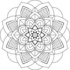 Easy Mandala coloring book simple and basic for beginners, seniors and children. Set of Mehndi flower pattern for Henna drawing and tattoo. Decoration in ethnic oriental, Indian style.