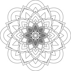 Easy Mandala coloring book simple and basic for beginners, seniors and children. Set of Mehndi flower pattern for Henna drawing and tattoo. Decoration in ethnic oriental, Indian style.