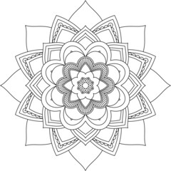 Easy Mandala coloring book simple and basic for beginners, seniors and children. Set of Mehndi flower pattern for Henna drawing and tattoo. Decoration in ethnic oriental, Indian style.