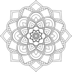 Easy Mandala coloring book simple and basic for beginners, seniors and children. Set of Mehndi flower pattern for Henna drawing and tattoo. Decoration in ethnic oriental, Indian style.