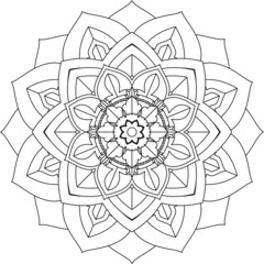 Easy Mandala coloring book simple and basic for beginners, seniors and children. Set of Mehndi flower pattern for Henna drawing and tattoo. Decoration in ethnic oriental, Indian style.
