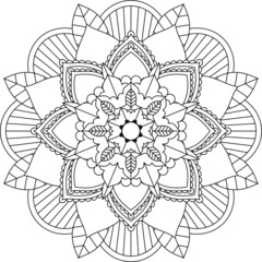 Easy Mandala coloring book simple and basic for beginners, seniors and children. Set of Mehndi flower pattern for Henna drawing and tattoo. Decoration in ethnic oriental, Indian style.