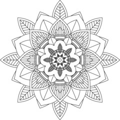 Easy Mandala coloring book simple and basic for beginners, seniors and children. Set of Mehndi flower pattern for Henna drawing and tattoo. Decoration in ethnic oriental, Indian style.