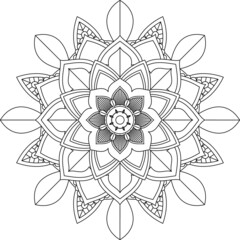 Easy Mandala coloring book simple and basic for beginners, seniors and children. Set of Mehndi flower pattern for Henna drawing and tattoo. Decoration in ethnic oriental, Indian style.