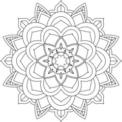 Easy Mandala coloring book simple and basic for beginners, seniors and children. Set of Mehndi flower pattern for Henna drawing and tattoo. Decoration in ethnic oriental, Indian style.