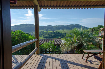 
view of the mountains in the hut
