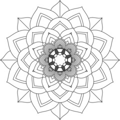 Easy Mandala coloring book simple and basic for beginners, seniors and children. Set of Mehndi flower pattern for Henna drawing and tattoo. Decoration in ethnic oriental, Indian style.