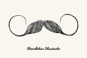 Handlebar mustache. Isolated men hairstyle for barber shop