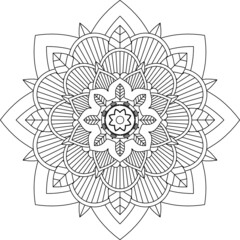 Easy Mandala coloring book simple and basic for beginners, seniors and children. Set of Mehndi flower pattern for Henna drawing and tattoo. Decoration in ethnic oriental, Indian style.